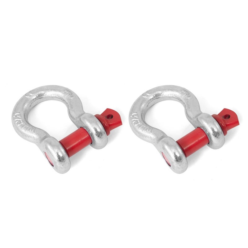 Rugged Ridge 11235.03 D-Ring Shackle Kit, 7/8 inch, Silver with Red pin, Steel, Pair